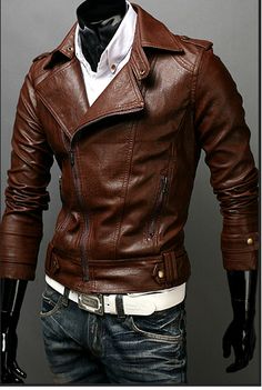 HAND MADE BROWN LEATER JACKET FOR MENS